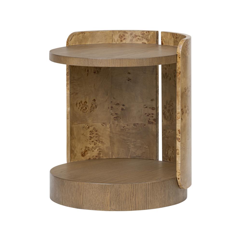 McKinney Side Table - Mushroom Oak/Mappa Burl