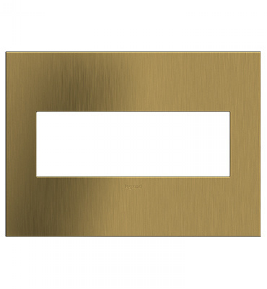 adorne® Brushed Satin Brass Three-Gang Screwless Wall Plate