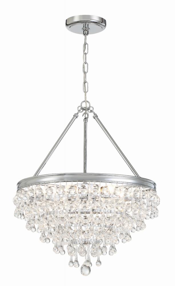 Calypso 6 Light Crystal Teardrop Polished Chrome Chandelier