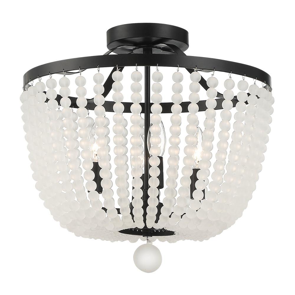 Rylee 4 Light Matte Black Frosted Beads Semi Flush Mount