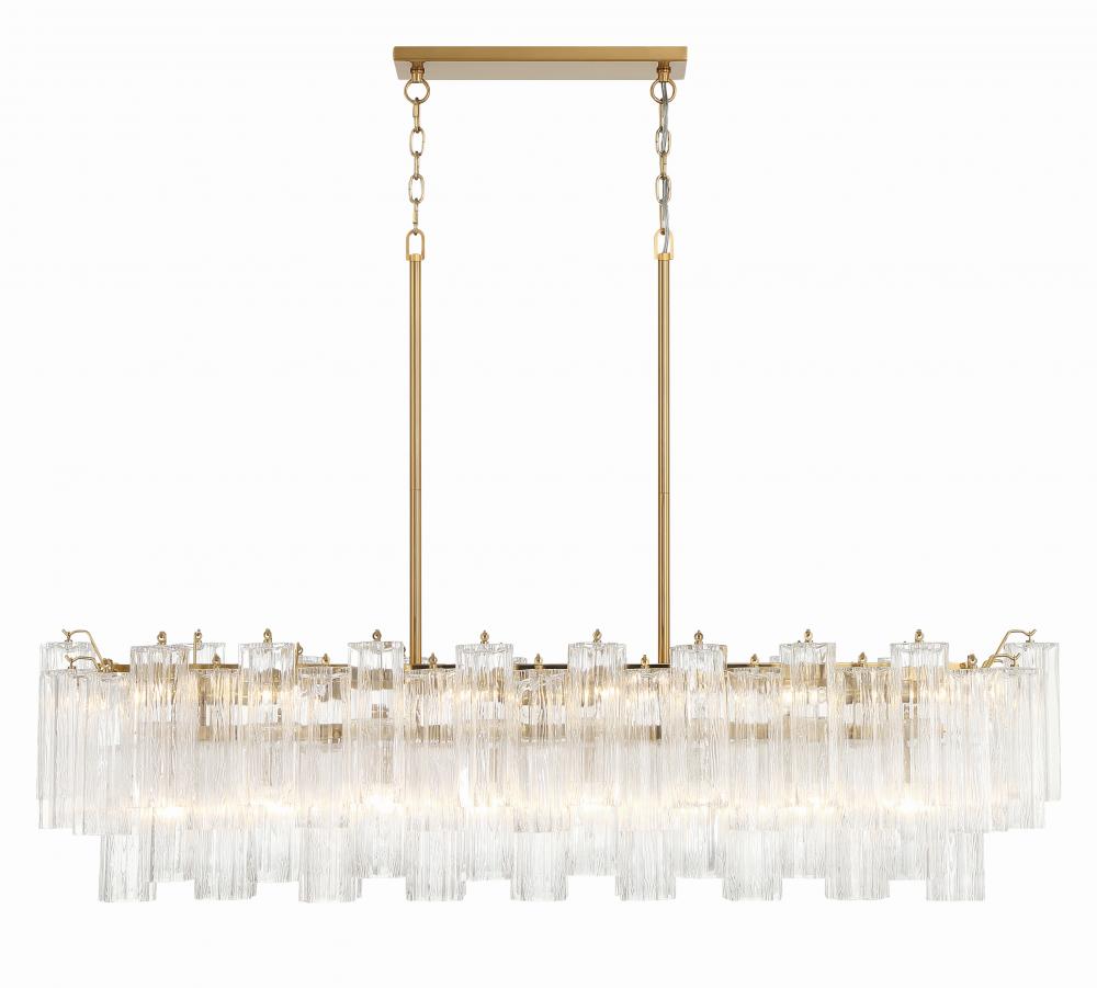 Addis 14 Light Aged Brass Linear Chandelier