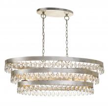 Crystorama 6107-SA - Perla 6 Light Antique Silver Linear Chandelier