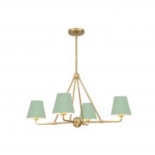 Crystorama XAV-B9304-VG-GR - Xavier 4 Light Vibrant Gold + Green Chandelier