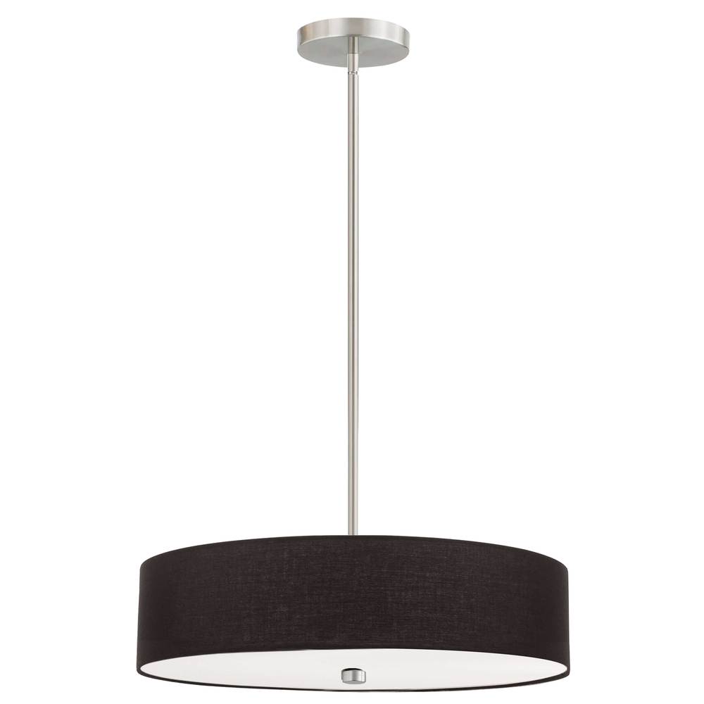 4 Light Incandescent Pendant Satin Chrome with Black Shade