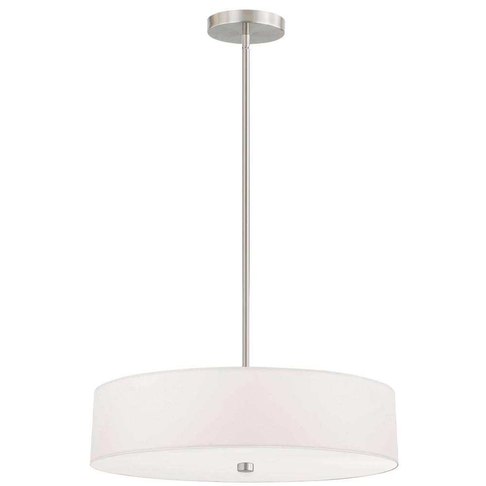 4 Light Incandescent Pendant Satin Chrome with White Shade