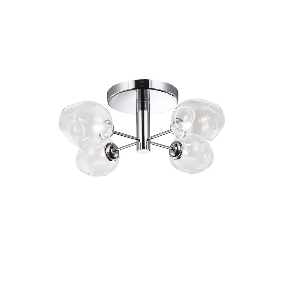 4LT Semi Flush, PC Finish w/ Clear Glass