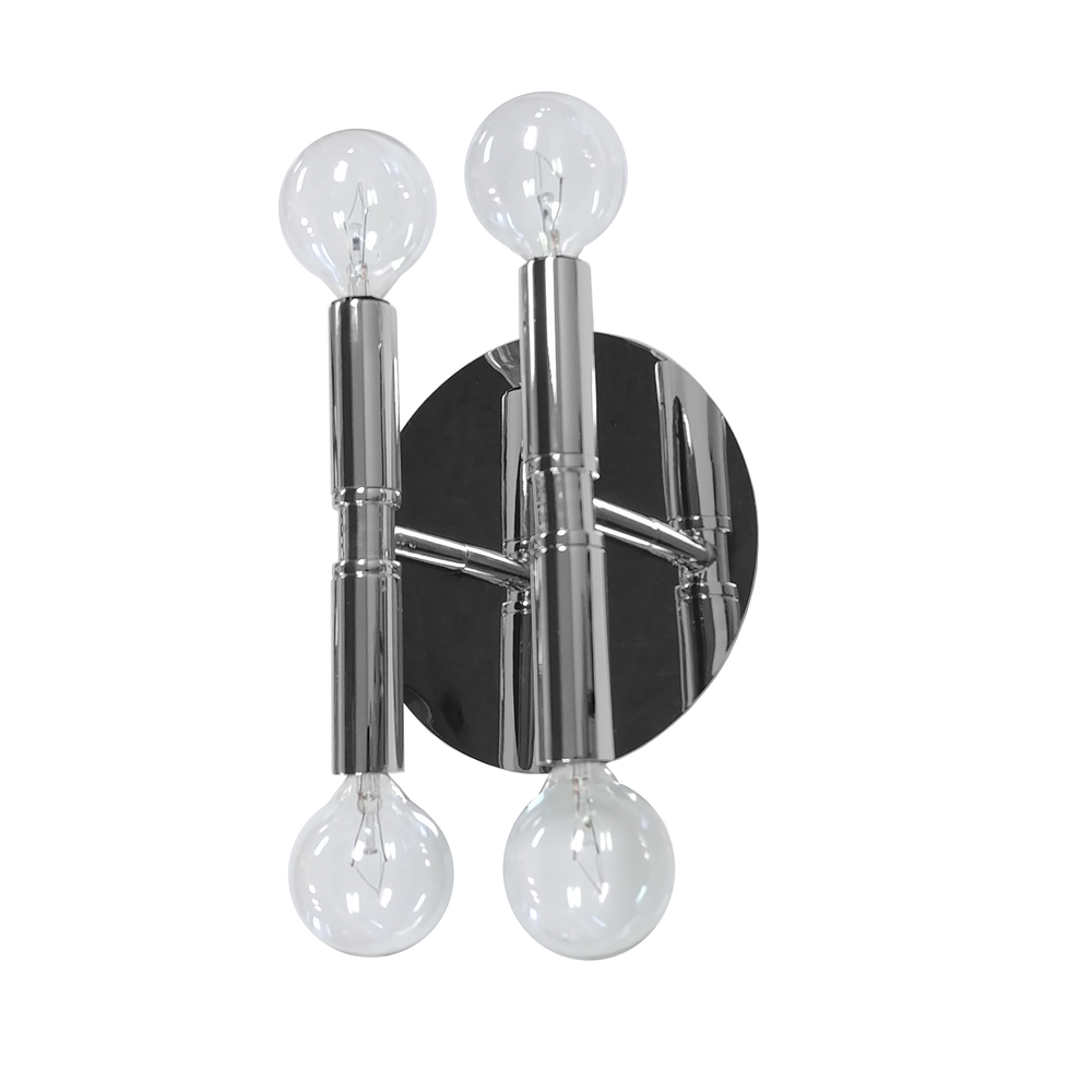 4 Light Incandescent Wall Sconce, Polished Chrome