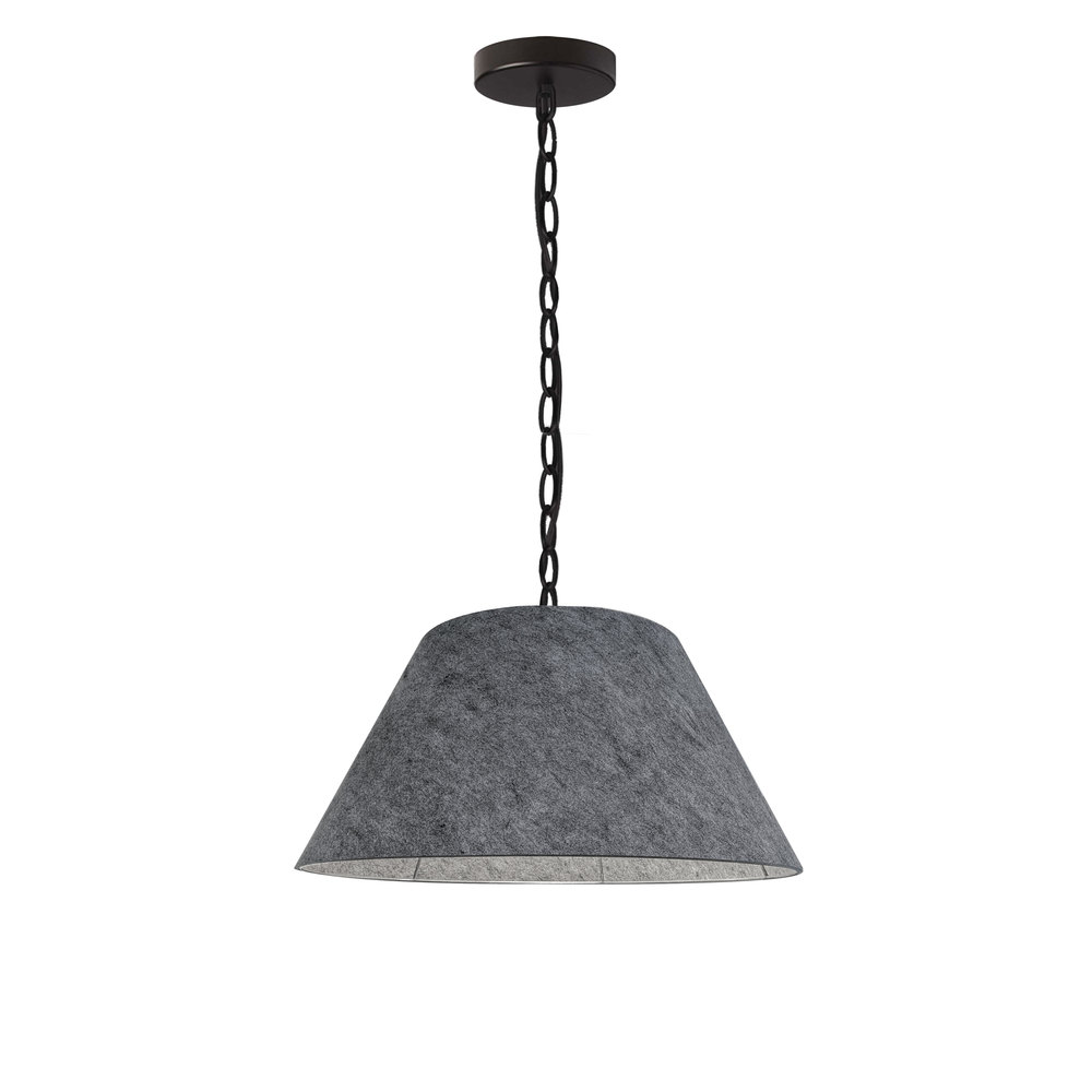 1 Light Small Brynn Black Pendant w/ Grey Felt