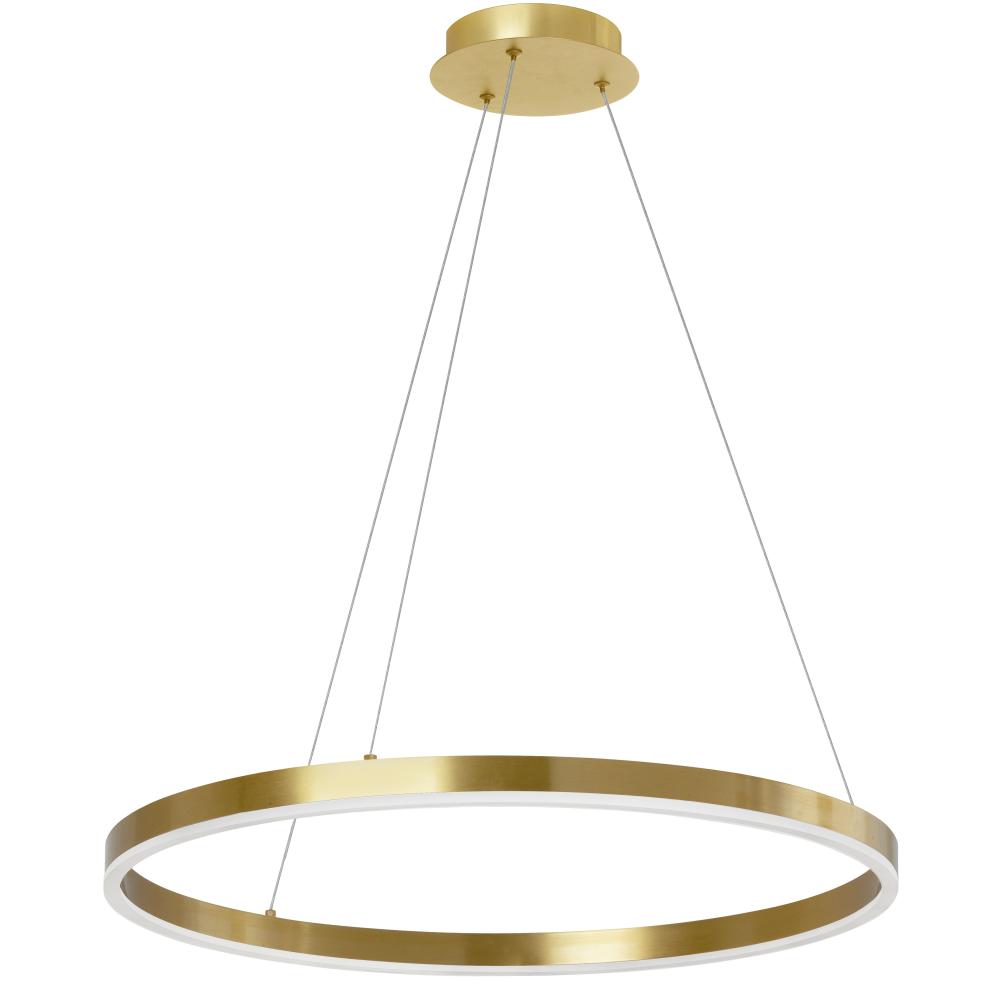 34W Colour Temperature Changing Chandelier, Aged Brass with White Acrylic Diffuser