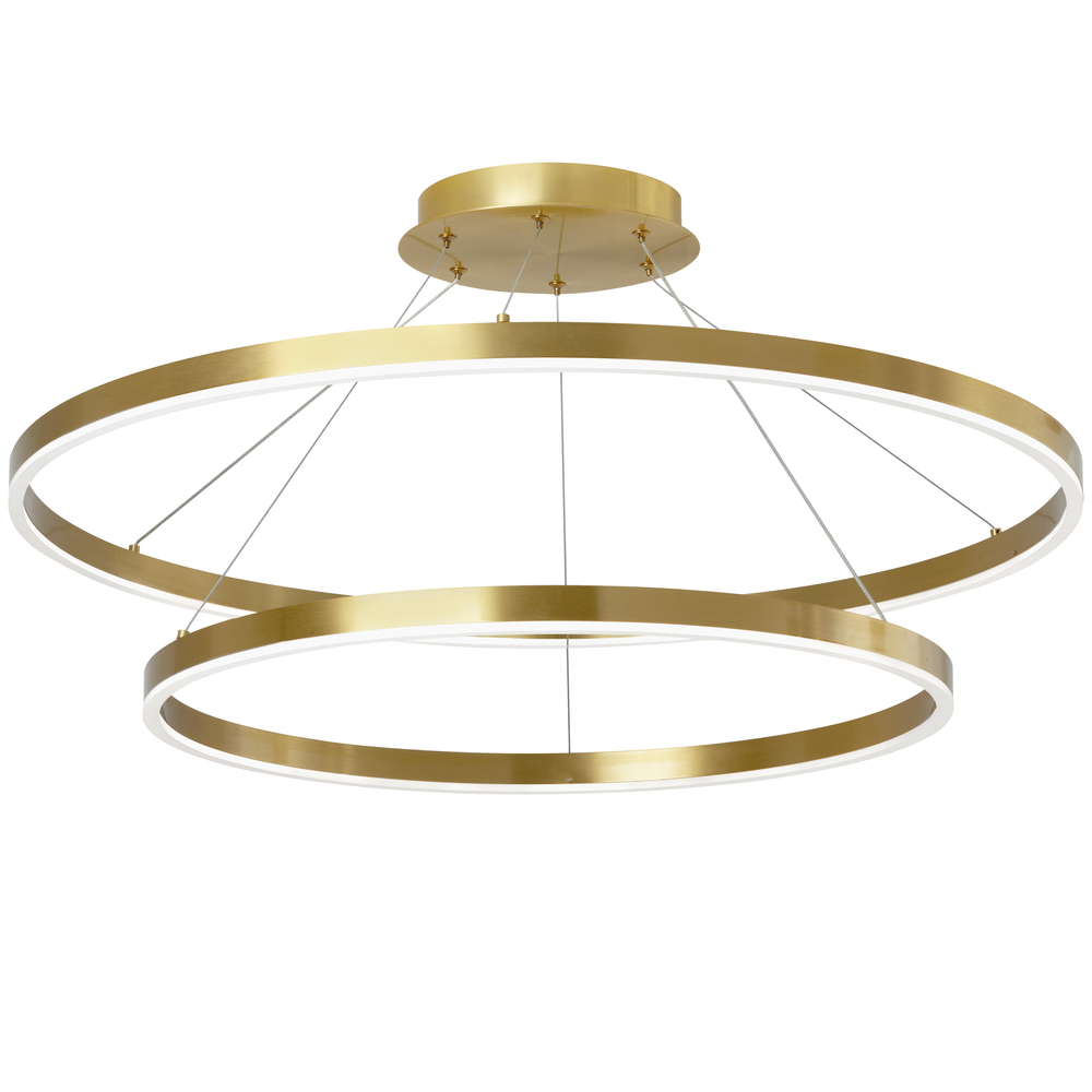 97W Chandelier, Aged Brass with White Acrylic Diffuser