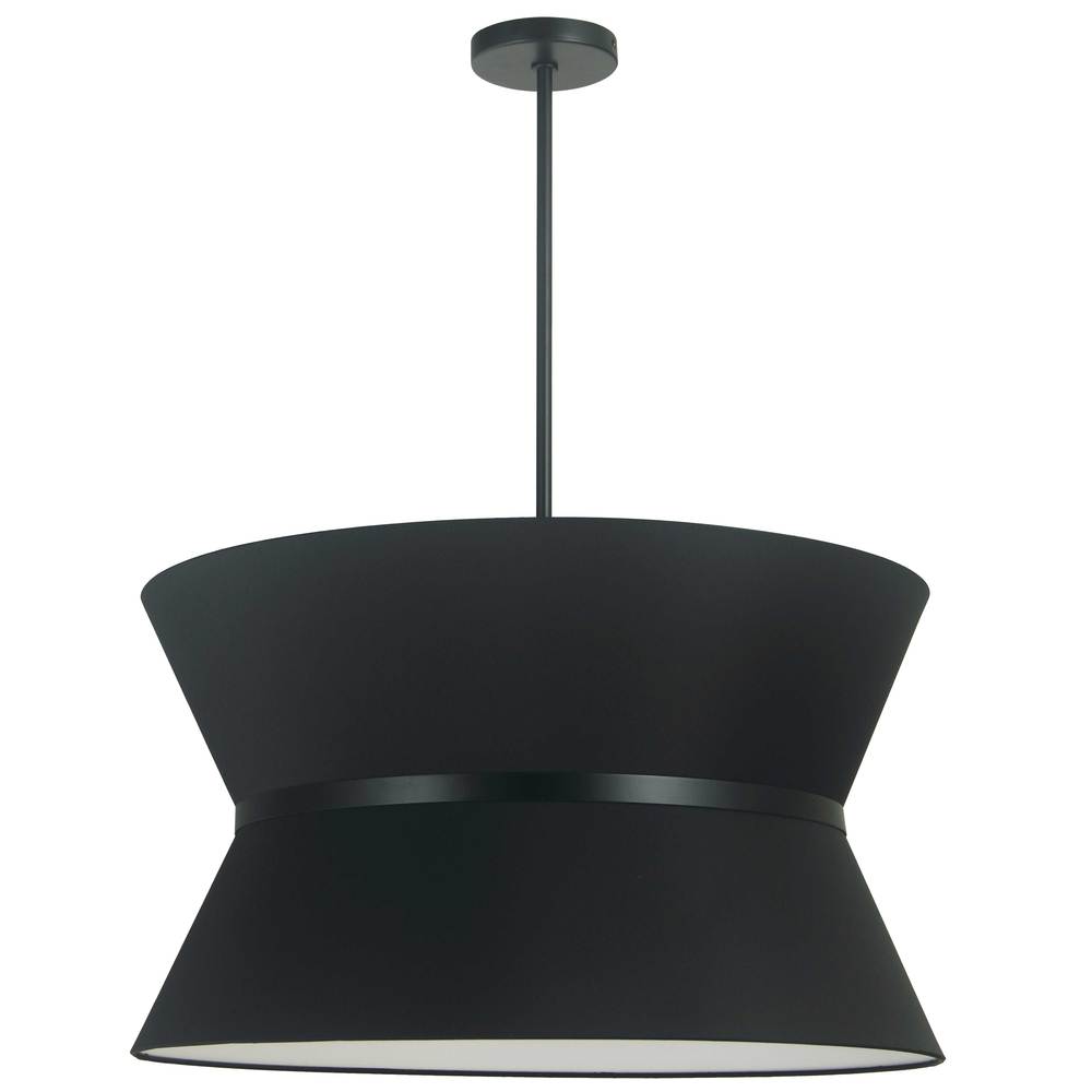 4 Light Incandescent Chandelier, Matte Black with Black Shade