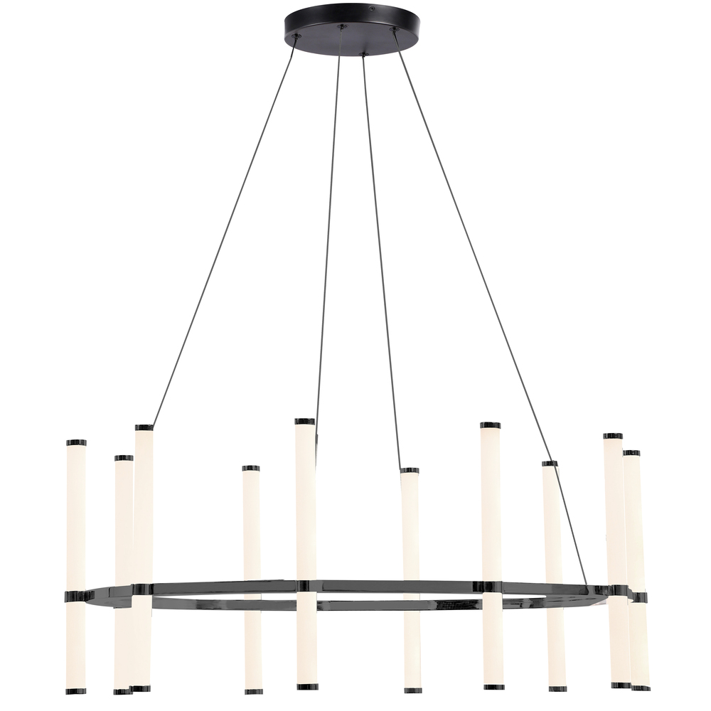 60W Chandelier, Matte Black with White Acrylic Diffuser