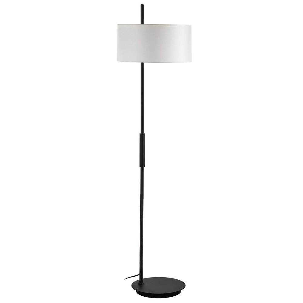 1 Light Incandescent Floor Lamp, Matte Black w/ White Shade