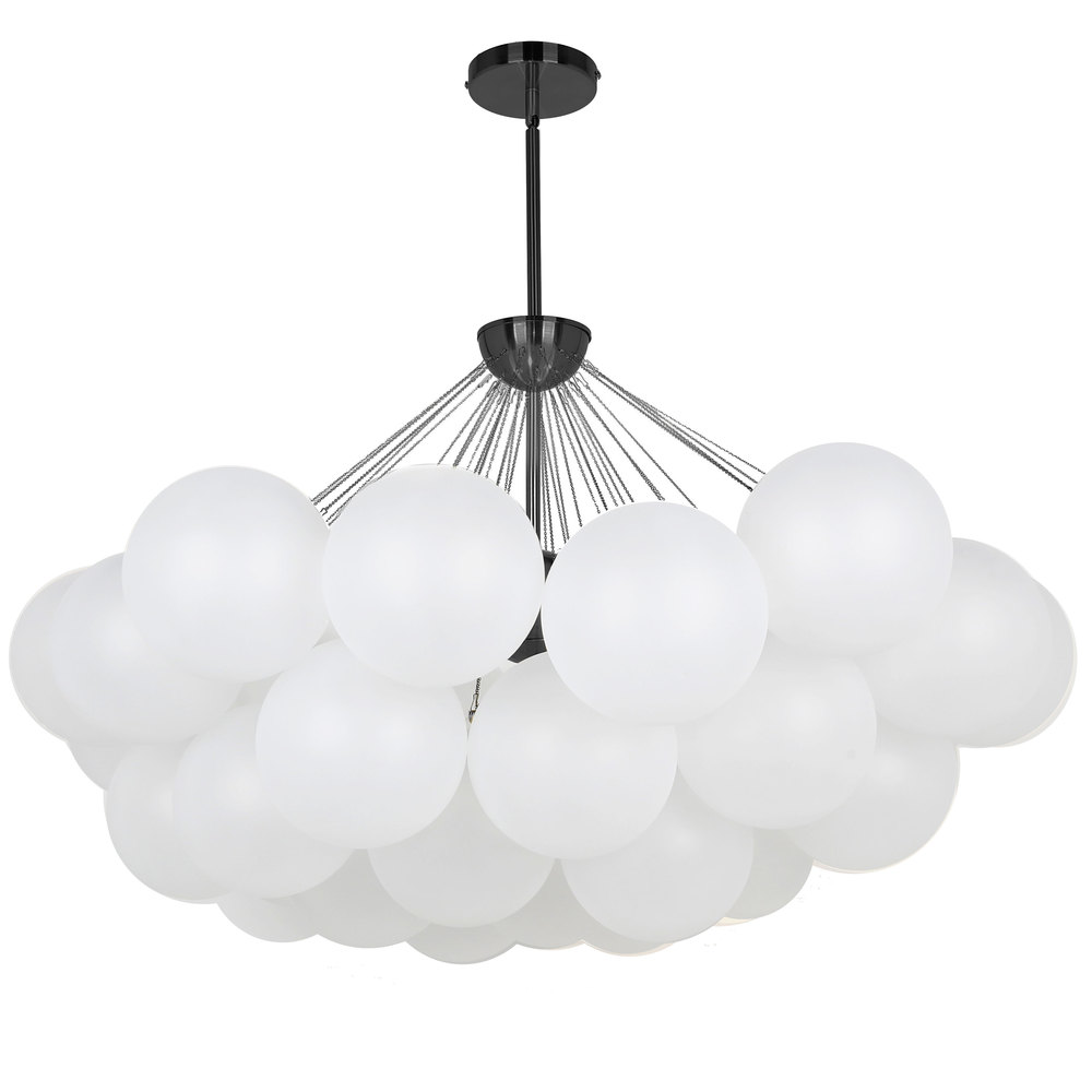 8 Light Matte Black Halogen Chandelier w/ Frosted Glass