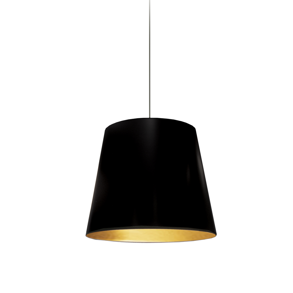 1 Light Tapered Drum Pendant with Black on Gold Shade