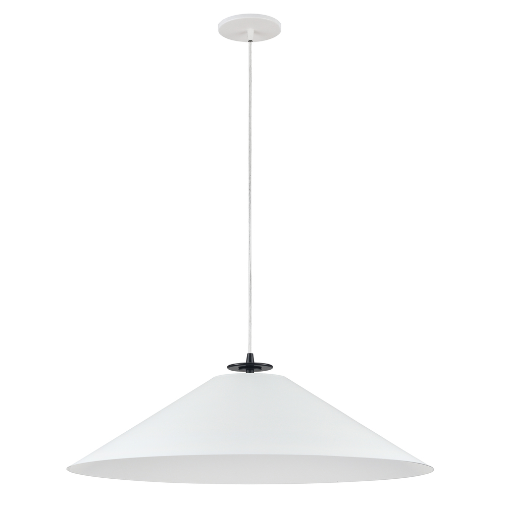 1 Light Incandescent Pendant, Matte Black and Matte White