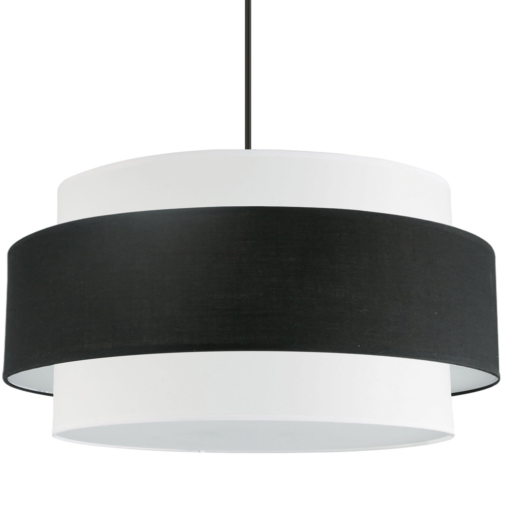 4 Light Incandescent Chandelier, Matte Black with Black / White Shade