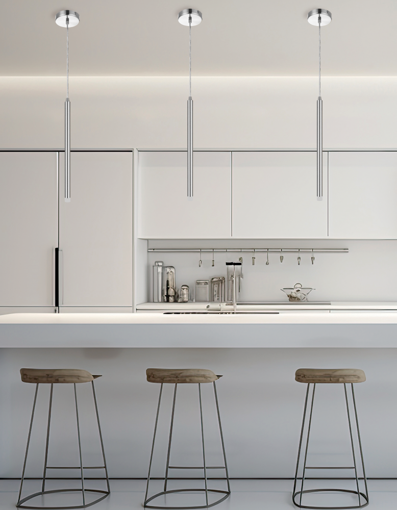 3W Pendant Polished Chrome with Frosted Acrylic Diffuser