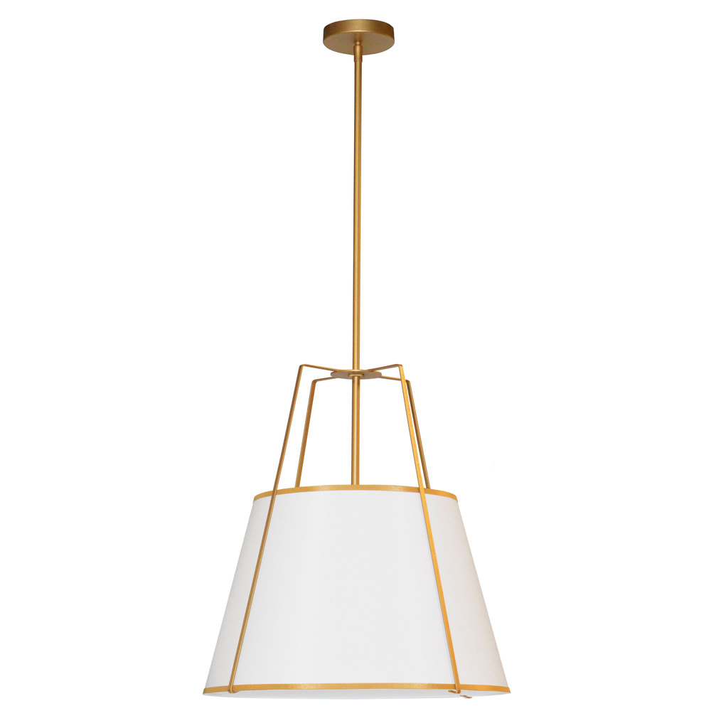 1LT Trapezoid Pendant, GLD with WH Shade