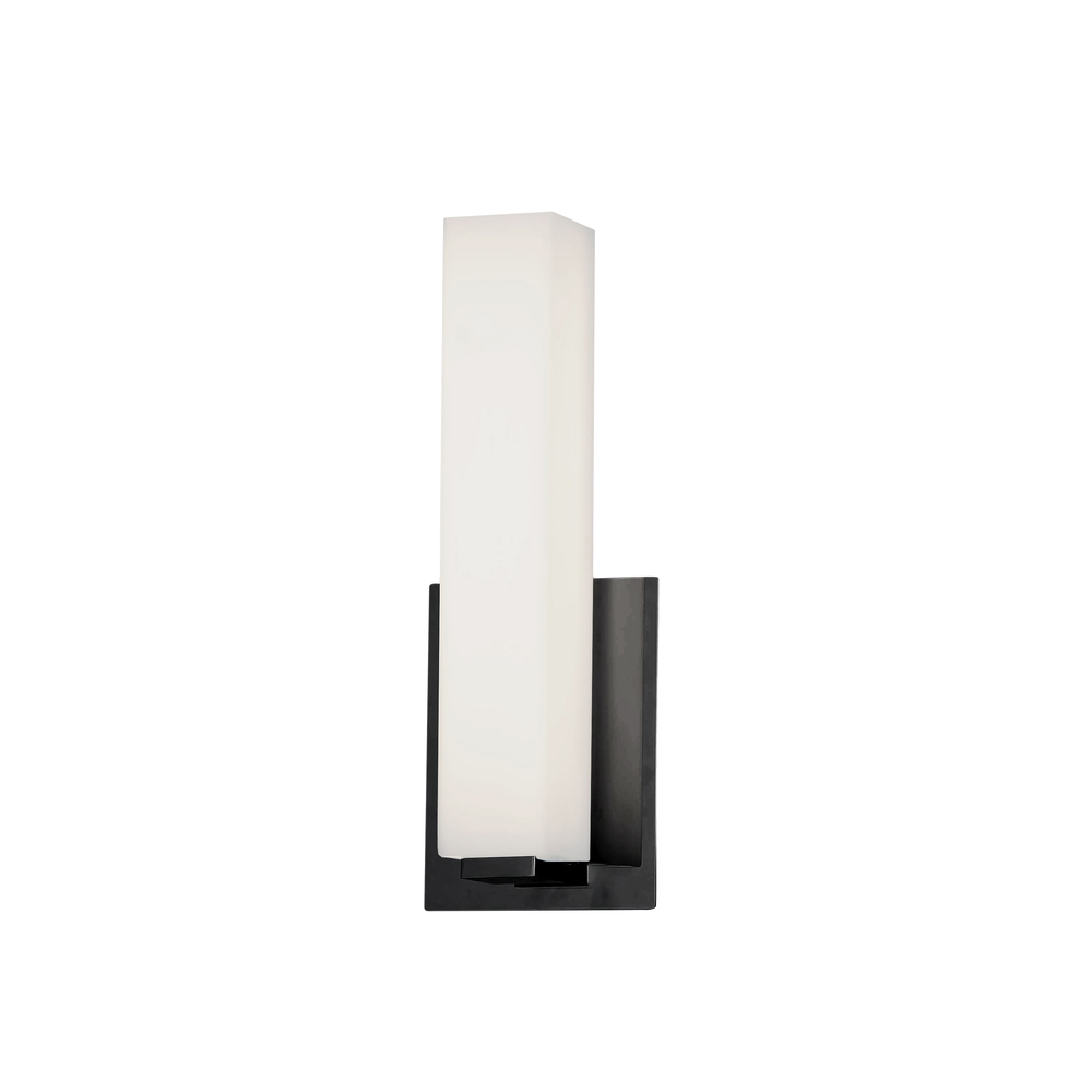 12W Matte Black Vanity Light w/ White Glass