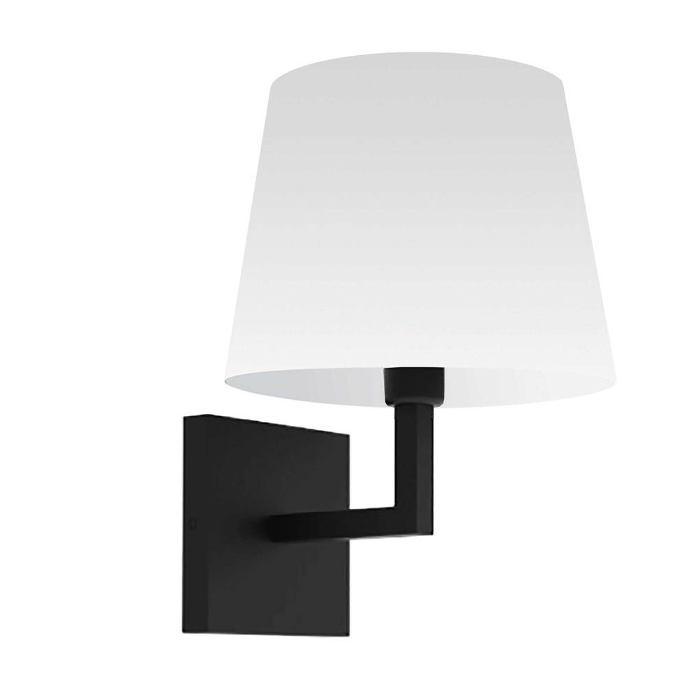 1 Light Incandescent Wall, Sconce Matte Black with White Shade