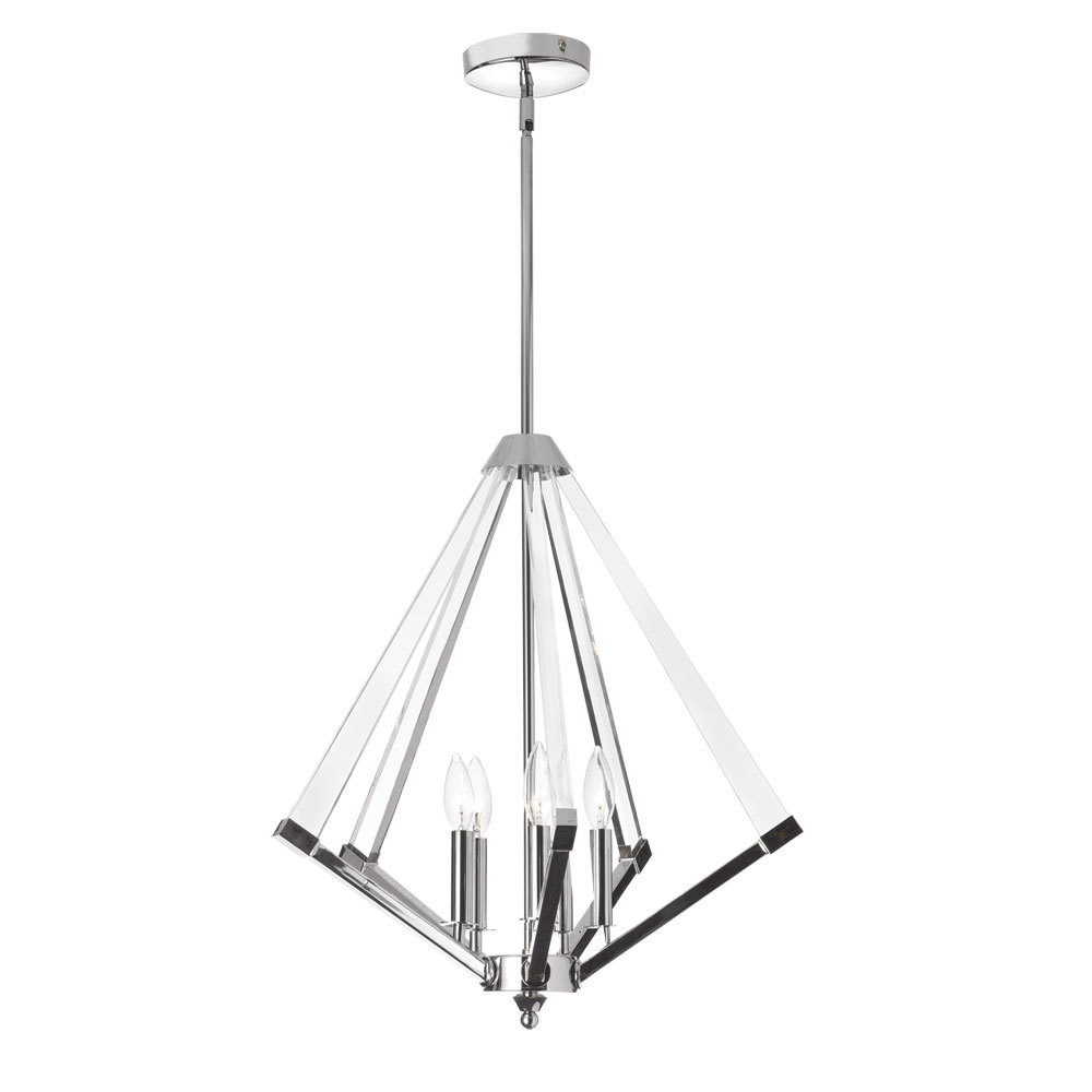 5LT Chandelier Polished Chrome with Acrylic Arms