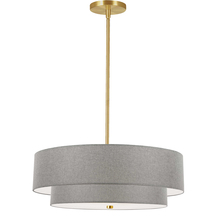 Dainolite 571-224P-AGB-GRY - 4 Light Incandescent 2 Tier Pendant, Aged Brass with Grey Shade