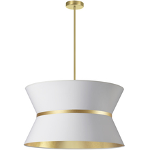 Dainolite CTN-244C-AGB-692 - 4 Light Incandescent Chandelier, Aged Brass with Gold Ring White / Gold Shade