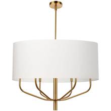 Dainolite ELN-306C-AGB-790 - 6 Light Incandescent Pendant, Aged Brass w/ White Fabric Shade