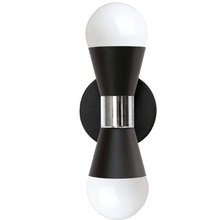 Dainolite FOR-72W-MB-PC - 2 Light Incandescent Wall Sconce, Matte Black & Polished Chrome