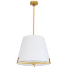 Dainolite PST-184P-AGB-WH - 4 Light Incandescent Pendant Aged Brass with White Fabric shade