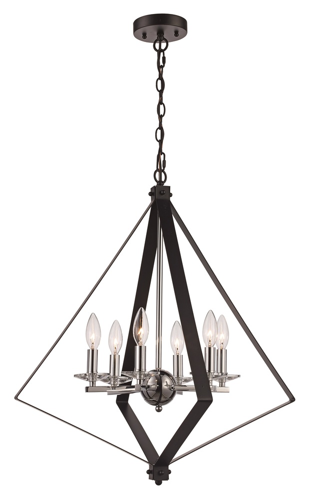 6LT PENDANT TRI CAGE-PC/BK