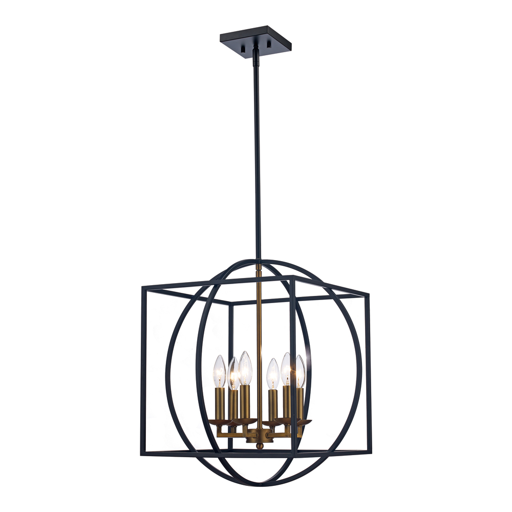 Arzio 6-Light Two-Tone Cage Chandelier