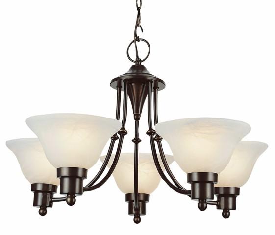 Perkins 5-Light, 5-Shade, Glass Bell, Single Tier Chandelier with Chain