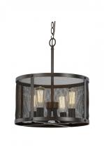 Trans Globe 10224 ROB - 4LT PENDANT-DRUM MESH-EDISON (