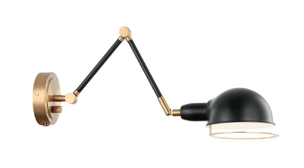 Blare Aged Gold Brass + Black Wall Sconce