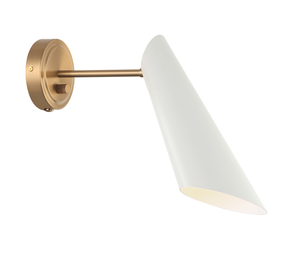 Butera Aged Gold Brass + White Wall Sconce