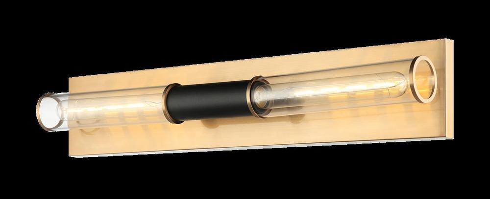 Tubo Matte Black + Aged Gold Brass Wall Sconce