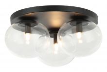 Matteo Lighting X38103MB - 3 LT 16"DIA "BULBUS" MATTE BLACK CEILING MOUNT / CLEAR GLASS G9 LED 10W