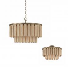 Capital Canada 255611DR - 1-Light Dual Mount Pendant in Dark Brass with Handcrafted Mango Wood in Nordic Grey Stain