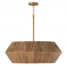 Capital Canada 351061LW - 6-Light Pendant in Hand-distressed Patinaed Brass and Handcrafted Mango Wood