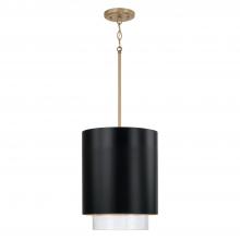 Capital Canada 353011RK - 1-Light Cylindrical Metal Pendant in Matte Black with Matte Brass Interior and Seeded Glass