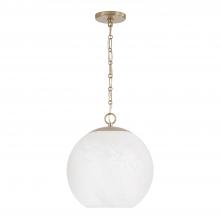 Capital Canada 355812MA-551 - 1-Light Globe Pendant in Matte Brass with Faux Alabaster Glass and Alternating Loop Designer Chain