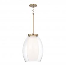 Capital Canada 355911AD - 1-Light Pendant in Aged Brass with Layered White and Clear Glass