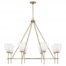 Capital Canada 455981AD - 8-Light Ring Chandelier in Aged Brass with Layered White and Clear Glass