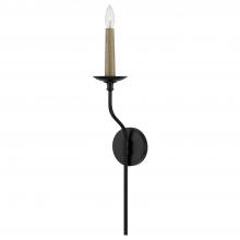 Capital Canada 651511MB - 1-Light Sconce in Matte Black with Interchangeable Faux Wood or Matte Black Candle Sleeve