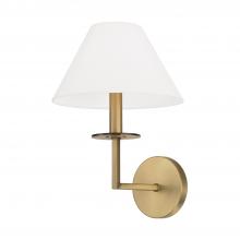 Capital Canada 652211AD - 1-Light Sconce in Aged Brass with White Fabric Stay-Straight Shade