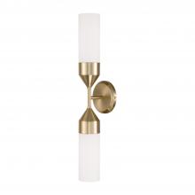 Capital Canada 652421MA - 2-Light Cylindrical Sconce in Matte Brass with Soft White Glass