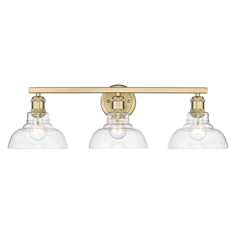 Carver BCB 3 Light Bath Vanity in Brushed Champagne Bronze with Clear Glass Shade