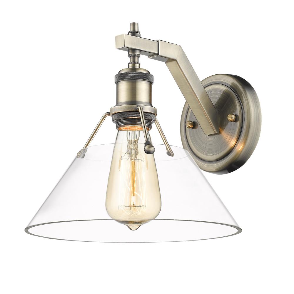 Orwell AB 1 Light Wall Sconce in Aged Brass with Clear Glass